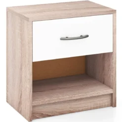 Nachttisch mit Schublade Kleiner Beistelltisch mit offenem Fach 38,5 x 28 x 40,5 cm