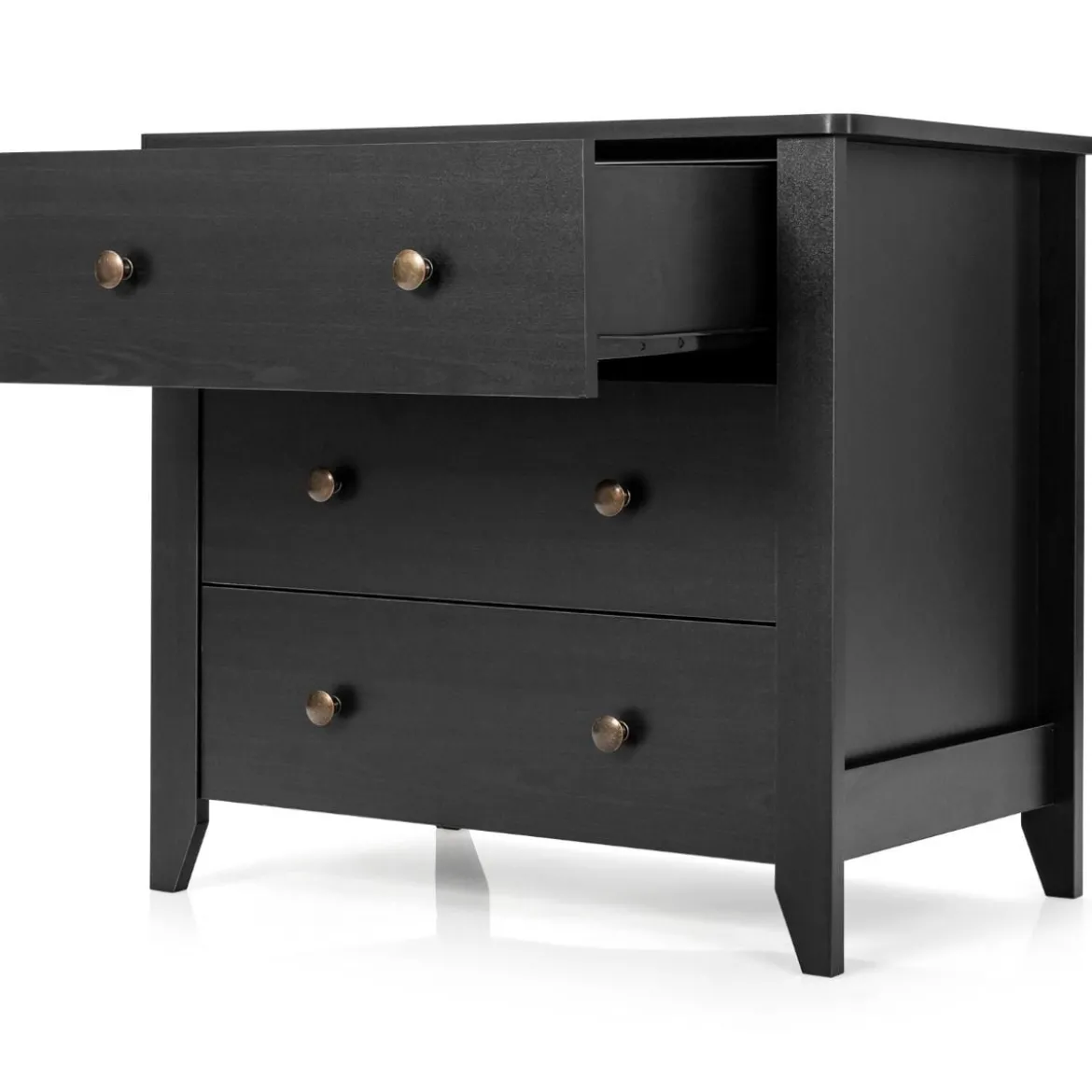 Nachttisch mit 3 Schubladen Beistelltisch mit Griffen aus Holz 71 x 46 x 66 cm Schwarz