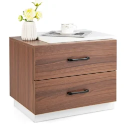 Nachttisch mit 2 Schubladen Nachtschrank aus Holz mit Stauraum Beistelltisch55 x 40 x 45 cm