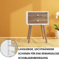 Nachttisch mit 2 Schubladen Nachtkommode Nachtschrank Nachtkonsole Beistelltisch Telefontisch Braun