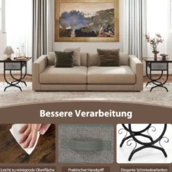 Nachttisch mit Stoffschublade Beistelltisch mit Metallrahmen Sofatisch Nachtkommode 48 x 35 x 53 cm