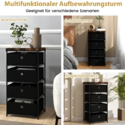 Nachttisch mit Stoffschubladen & Metallrahmen Beistelltisch Aufbewahrungsschrank