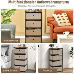 Nachttisch mit Stoffschubladen & Metallrahmen Beistelltisch Aufbewahrungsschrank