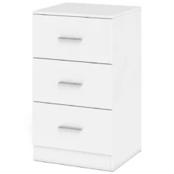 Nachttisch Nachtschrank Schubladenkommode mit 3 Schubkästen Spanplatte 38 x 67 x 35 cm Weiß/Schwarz/Natur
