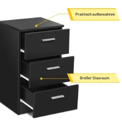 Nachttisch Nachtschrank Schubladenkommode mit 3 Schubkästen Spanplatte 38 x 67 x 35 cm Weiß/Schwarz/Natur