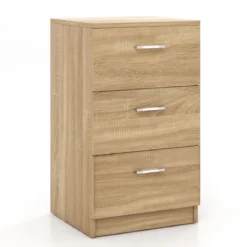 Nachttisch Nachtschrank Schubladenkommode mit 3 Schubkästen Spanplatte 38 x 67 x 35 cm Weiß/Schwarz/Natur