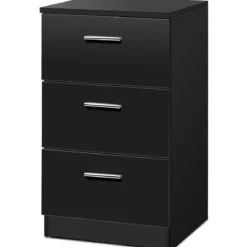 Nachttisch Nachtschrank Schubladenkommode mit 3 Schubkästen Spanplatte 38 x 67 x 35 cm Weiß/Schwarz/Natur