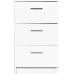 Nachttisch Nachtschrank Schubladenkommode mit 3 Schubkästen Spanplatte 38 x 67 x 35 cm Weiß/Schwarz/Natur
