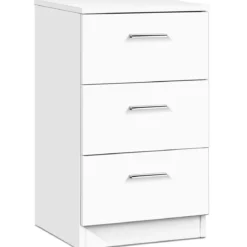 Nachttisch Nachtschrank Schubladenkommode mit 3 Schubkästen Spanplatte 38 x 67 x 35 cm Weiß/Schwarz/Natur