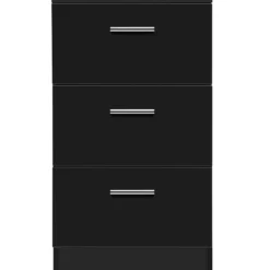 Nachttisch Nachtschrank Schubladenkommode mit 3 Schubkästen Spanplatte 38 x 67 x 35 cm Weiß/Schwarz/Natur