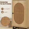 Nachttisch Rattan mit Tür & Schublade Boho Beistelltisch mit verstellbaren Regal 40 x 30 x 91cm Natur