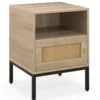 Nachttisch Rattan Nachtschrank mit offenem Regal und Schrank 40 x 40 x 57 cm Natur