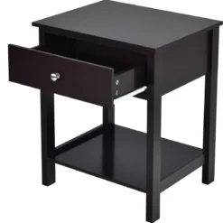 Nachttisch 2-Stufige Nachtkommode Moderner Nachtschrank mit Schublade Braun