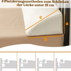 Nackenkissen Bettkeilkissen für Doppelbetten mit Seitentasche 140 x 25 x 15 cm Weiß
