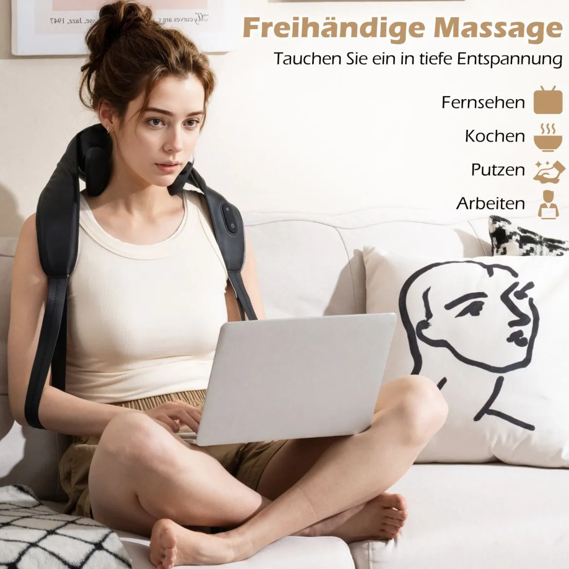Nackenmassagegerät & Schulter Massagegerät 4D Kneten Shiatsu Massagemaschine mit 2 Wärmestufen