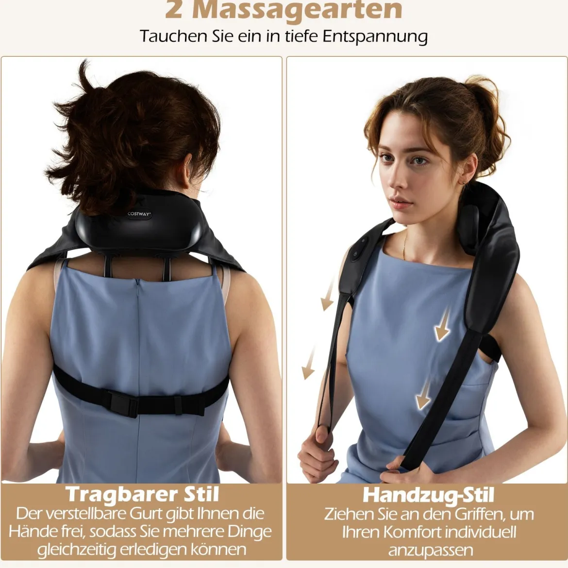 Nackenmassagegerät & Schulter Massagegerät 4D Kneten Shiatsu Massagemaschine mit 2 Wärmestufen