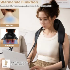 Nackenmassagegerät & Schulter Massagegerät 4D Kneten Shiatsu Massagemaschine mit 2 Wärmestufen