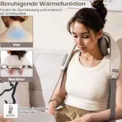 Nacken & Schulter Massagegerät 4D Shiatsu Rückenmassagegerät mit Tiefengewebekneten Beige