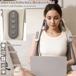 Nacken & Schulter Massagegerät 4D Shiatsu Rückenmassagegerät mit Tiefengewebekneten Beige