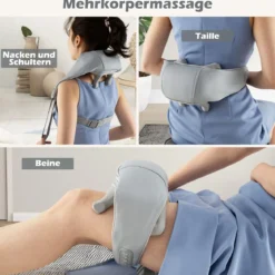Nacken & Schulter Massagegerät 4D Shiatsu Rückenmassagegerät mit Tiefengewebekneten Grau