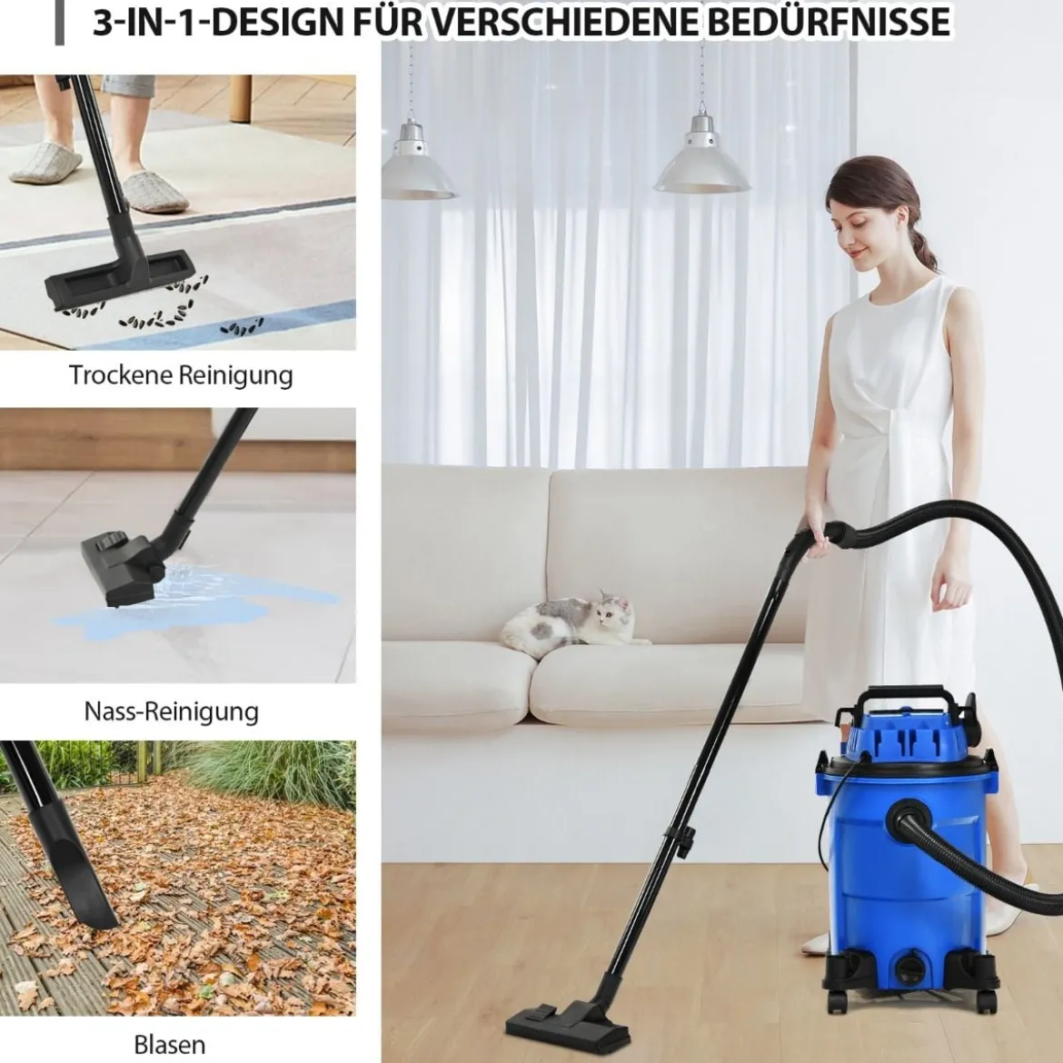 Nass-/Trockensauger mit Gebläsefunktion Mehrzwecksauger Industriestaubsauger Staubsauger mit Rollen