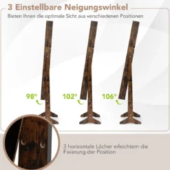 Neigungsverstellbarer Schmuckschrank mit Ganzkörperspiegel & 64 Ohrringschlitzen Schmuckregal