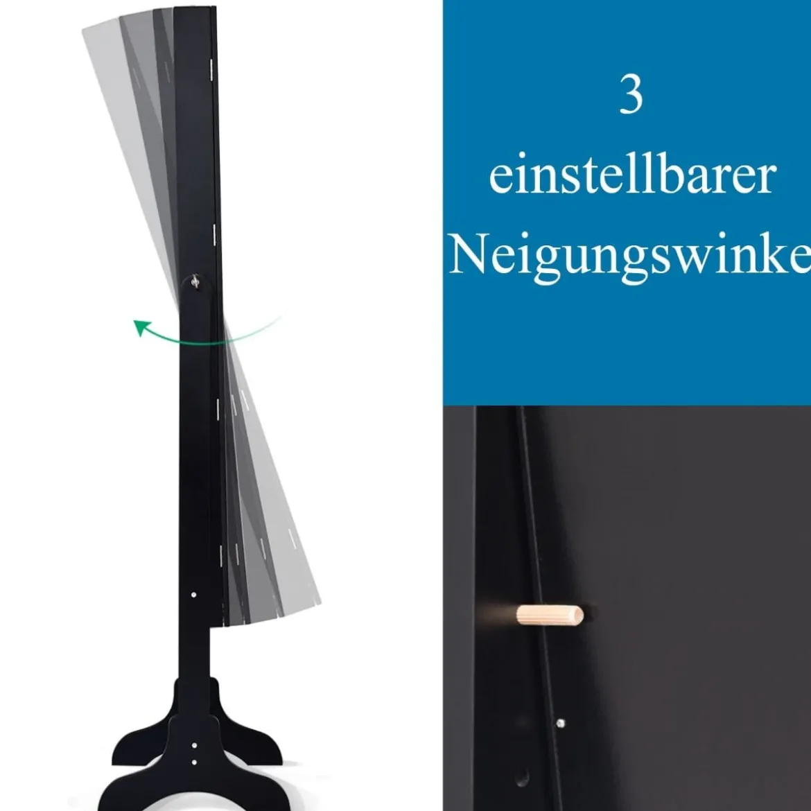 Neigungsverstellbarer Schmuckschrank mit Ganzkörperspiegel & 64 Ohrringschlitzen Schmuckregal