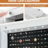 Neigungsverstellbarer Schmuckschrank mit ganzkörperspiegel & LED-Leuchten Weiß