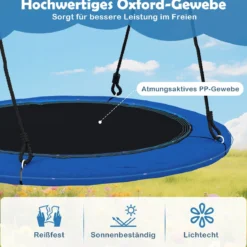 Nestschaukel Ø100cm LED-Beleuchtung Verstellbares Seil bis 150kg Garten Spielplatz Blau