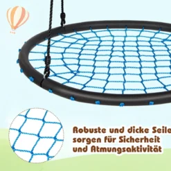 Nestschaukel Ø100cm Rundschaukel Hängeschaukel mit verstellbarem Seil Baumschaukel Blau