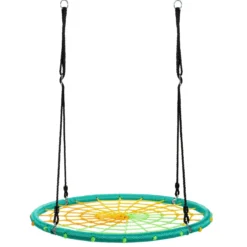 Nestschaukel Ø100cm Spinnennetz Kinderschaukel Baumschaukel Spinnennetz-Rundseil-Rundschaukel Grün