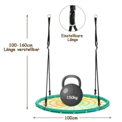 Nestschaukel Ø100cm Spinnennetz Kinderschaukel Baumschaukel Spinnennetz-Rundseil-Rundschaukel Grün
