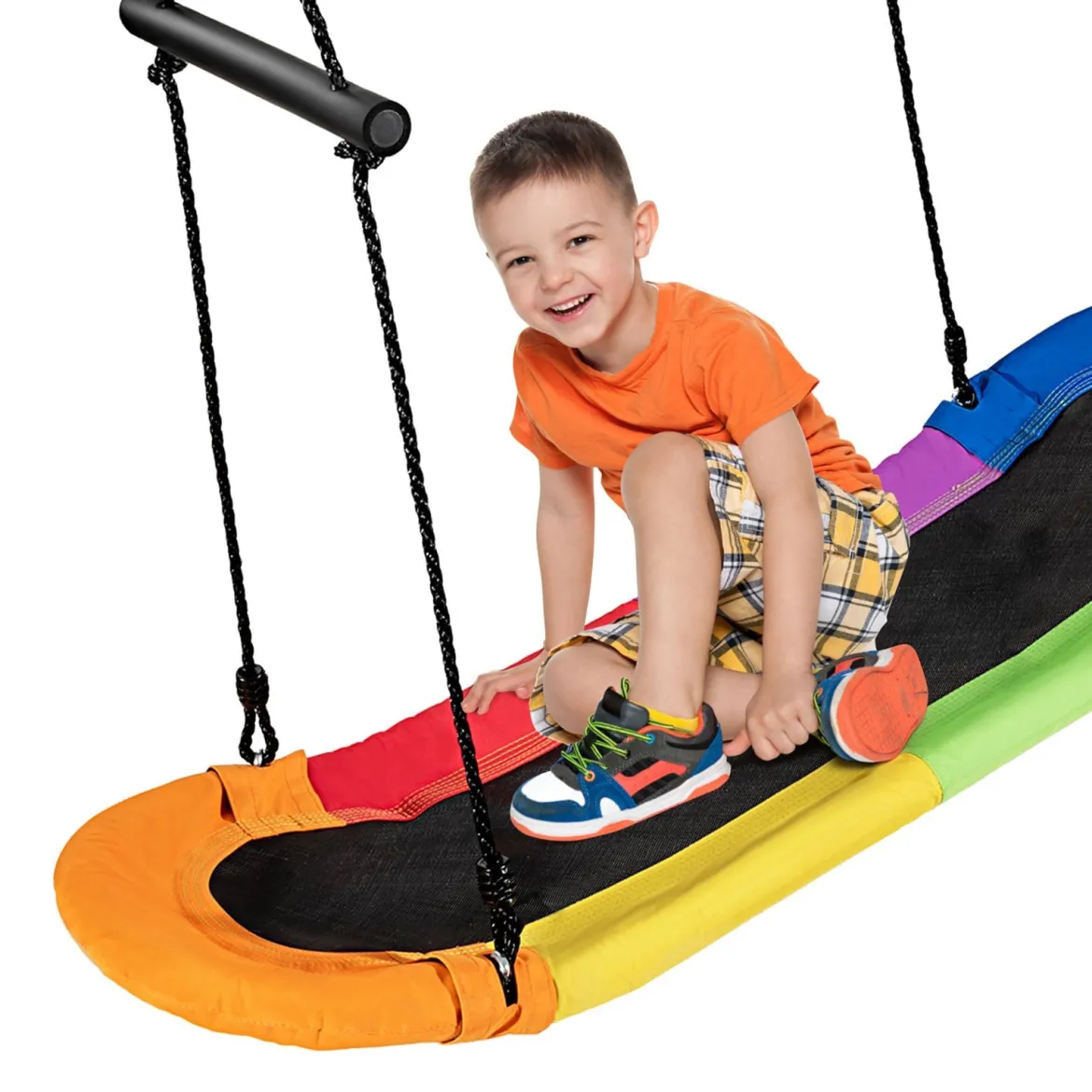 Nestschaukel Kinder Baumschaukel mit 100-160cm verstellbaren Seil Hängeschaukel Bunt 123 x 45cm