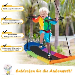 Nestschaukel Kinder Baumschaukel mit 100-160cm verstellbaren Seil Hängeschaukel Bunt 123 x 45cm