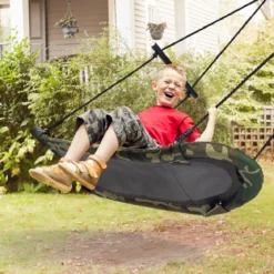 Nestschaukel Kinder Baumschaukel mit 100-160cm verstellbaren Seil Hängeschaukel 150kg Tragkraft 123x45cm