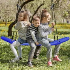 Nestschaukel Kinder Baumschaukel mit 100-160cm verstellbaren Seil Hängeschaukel Blau 123x45cm