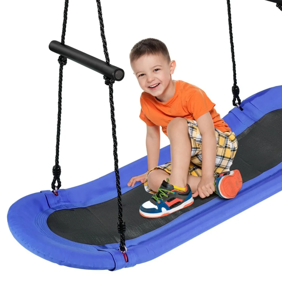 Nestschaukel Kinder Baumschaukel mit 100-160cm verstellbaren Seil Hängeschaukel Blau 123x45cm