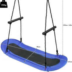 Nestschaukel Kinder Baumschaukel mit 100-160cm verstellbaren Seil Hängeschaukel Blau 123x45cm