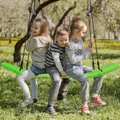 Nestschaukel Kinder Baumschaukel mit 100-180cm verstellbaren Seil Hängeschaukel Grün 123x45cm