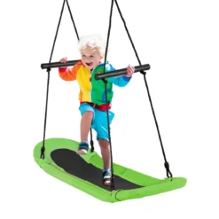 Nestschaukel Kinder Baumschaukel mit 100-180cm verstellbaren Seil Hängeschaukel Grün 123x45cm