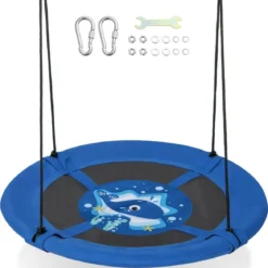 Nestschaukel Kinderschaukel Baumschaukel Hängeschaukel Ø 100 cm Blau-Wal