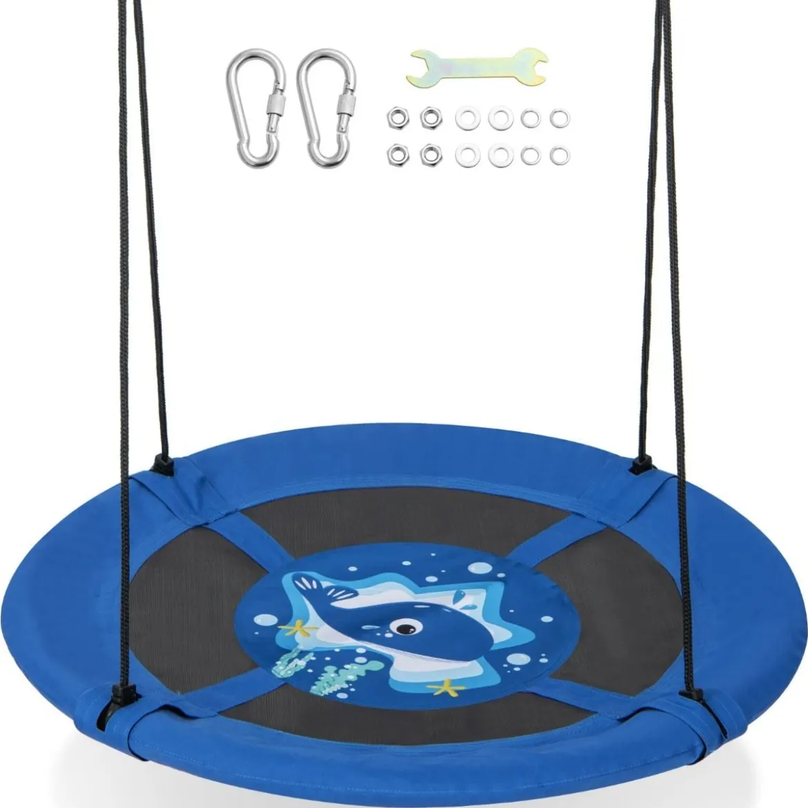 Nestschaukel Kinderschaukel Baumschaukel Hängeschaukel Ø 100 cm Blau-Wal
