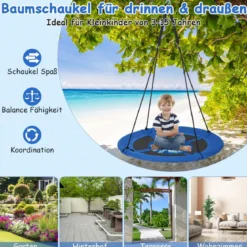 Nestschaukel Kinderschaukel Baumschaukel Hängeschaukel Ø 100 cm Blau-Wal