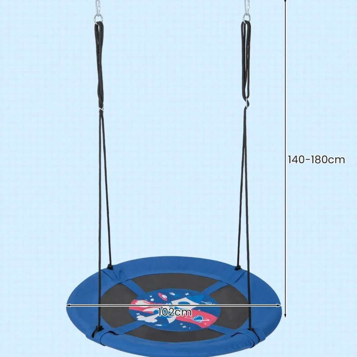 Nestschaukel Kinderschaukel Baumschaukel Hängeschaukel Ø 100 cm Blau-Rakete