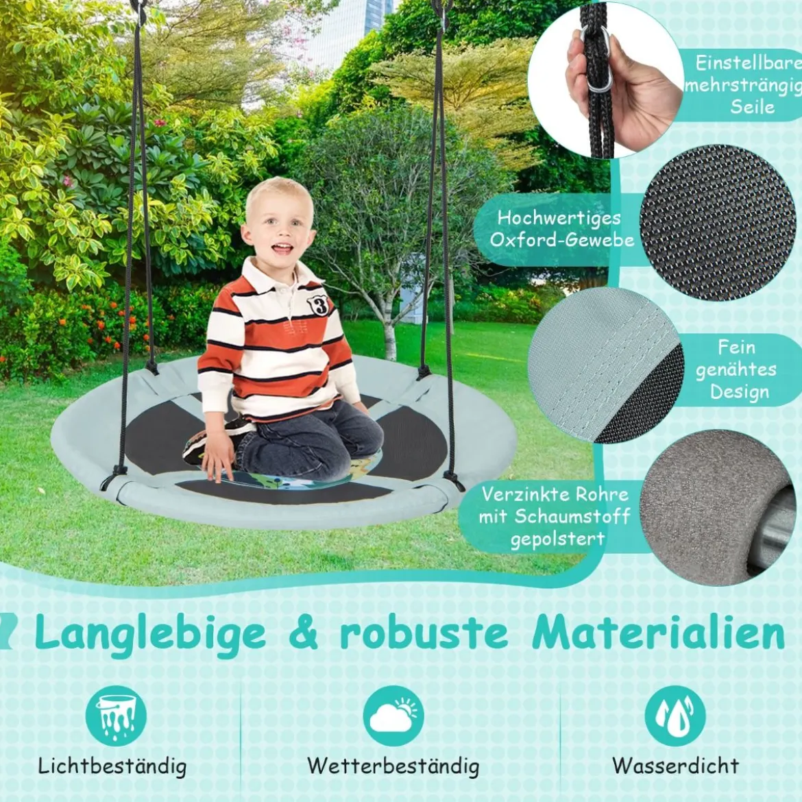 Nestschaukel Kinderschaukel Baumschaukel Hängeschaukel Ø 100 cm Grün-Wald