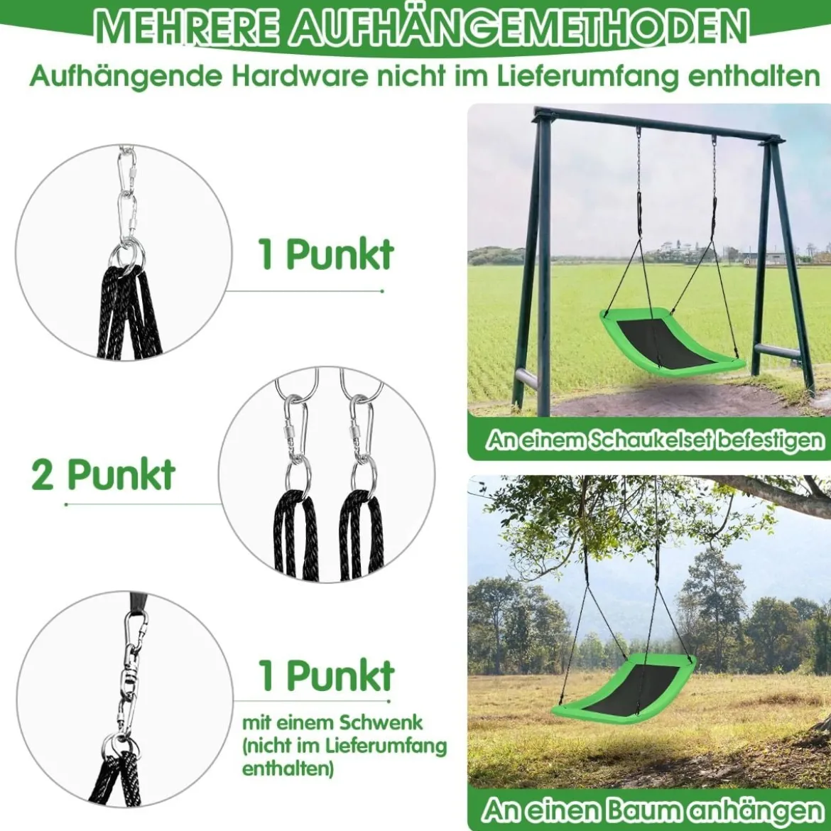 Nestschaukel Verkrümmt bis 150kg Belastbar Hängeschaukel Baumschaukel Gartenschaukel