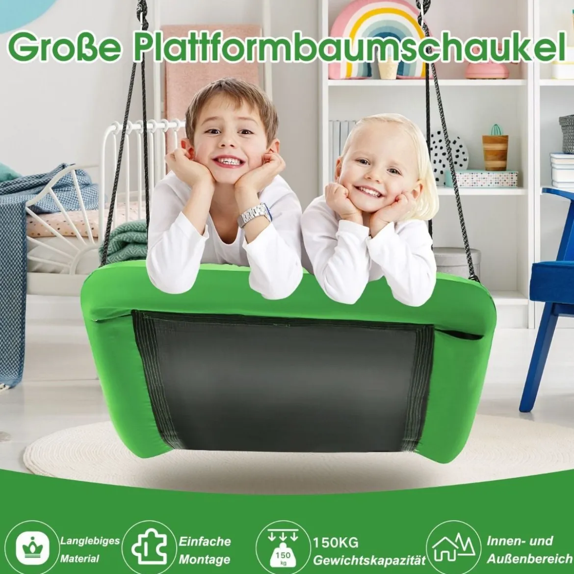 Nestschaukel Verkrümmt bis 150kg Belastbar Hängeschaukel Baumschaukel Gartenschaukel