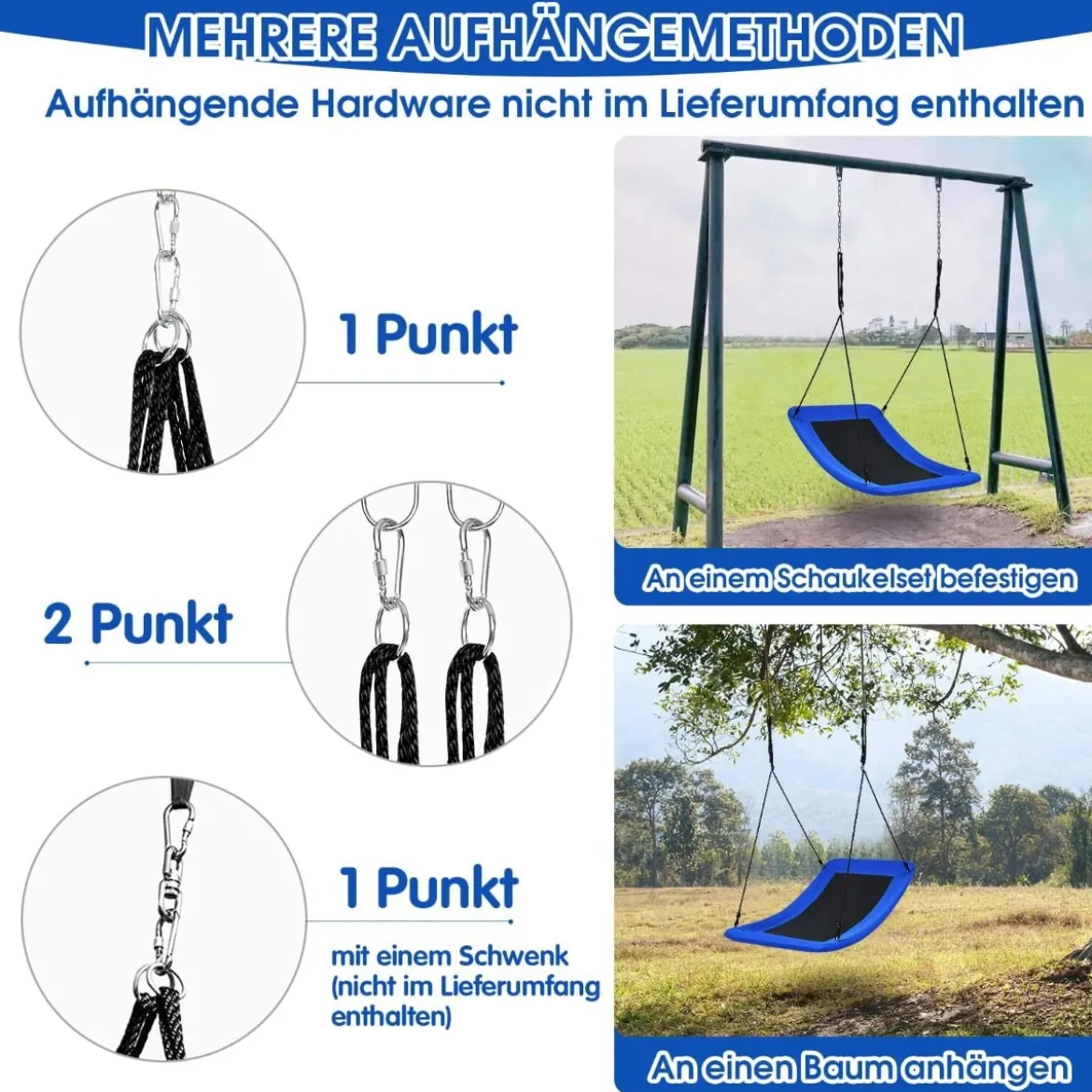 Nestschaukel Verkrümmt bis 150kg Belastbar Hängeschaukel Baumschaukel Gartenschaukel