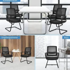 Netz Bürostuhl mit Rückenlehne bis 136kg belastbar 60 x 54,5 x 94 cm Schwarz