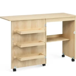Nähmaschinentisch Zusammenklappbarer Nähtisch mit Ablagefächern 118,5 x 40 x 79,5 cm